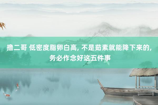 撸二哥 低密度脂卵白高， 不是茹素就能降下来的， 务必作念好这五件事